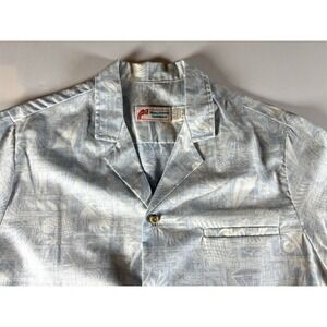 Vintage Malihini Shirt Mens‎ Large Blue Shells Hawaiian Button Down Short Sleeve